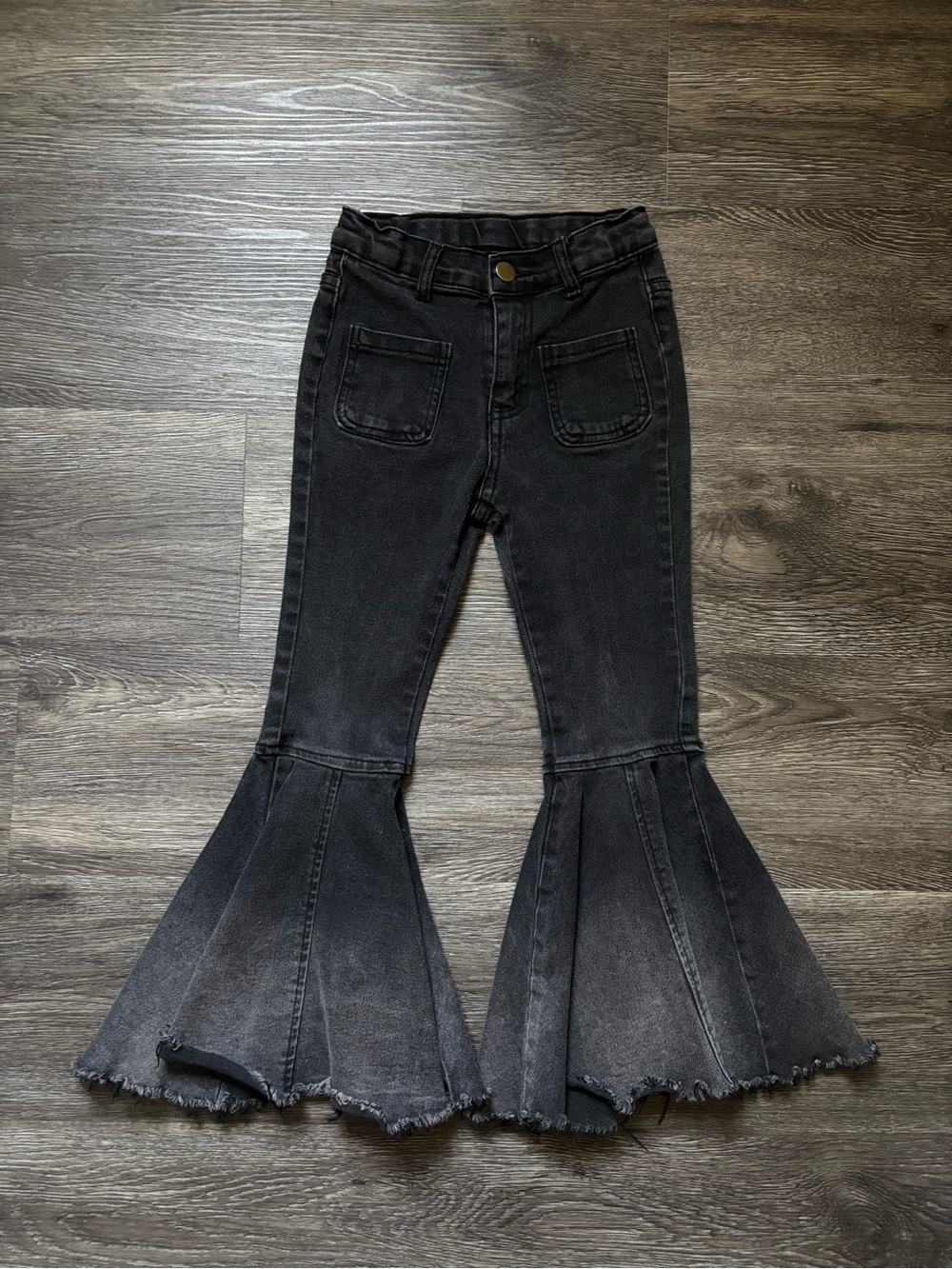 Black Flared-Hem Girl Jeans